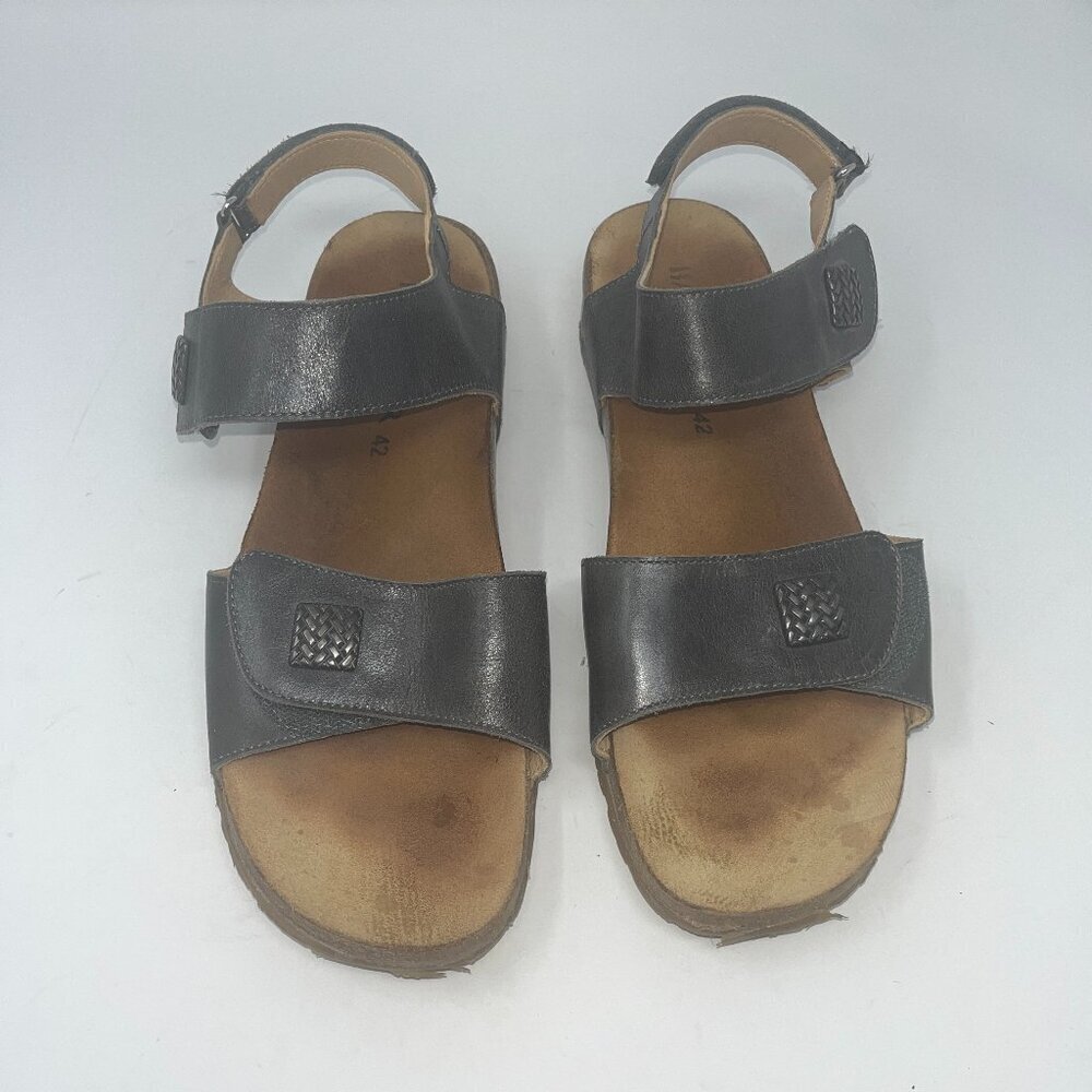 Haflinger women's leather sandals EU 42 grey silver cork pewter